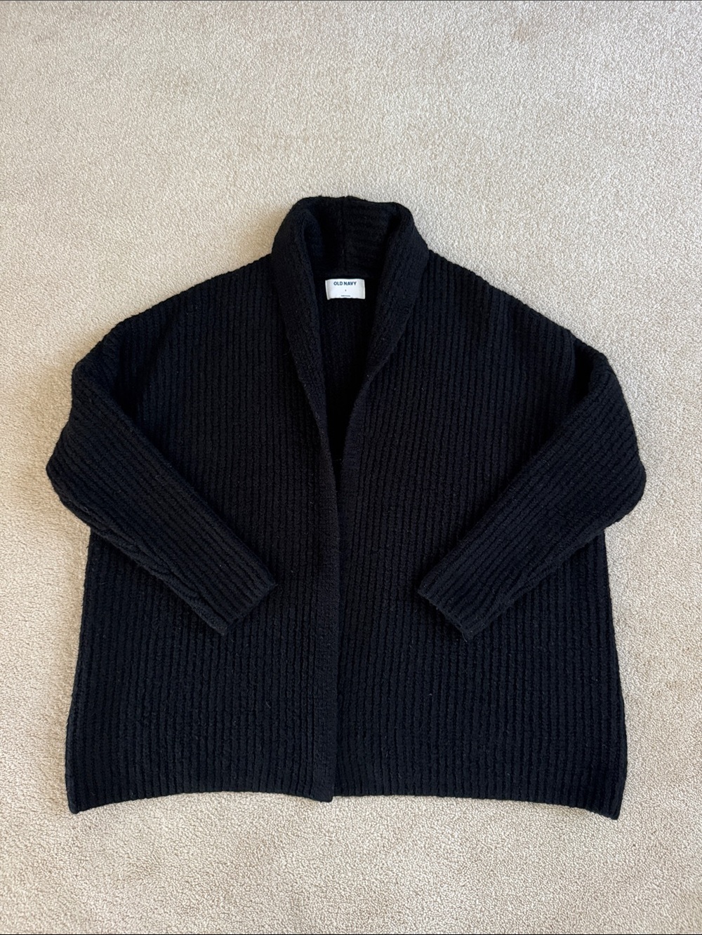 Old Navy Oversized Ribbed Shawl-Collar Open Cardigan